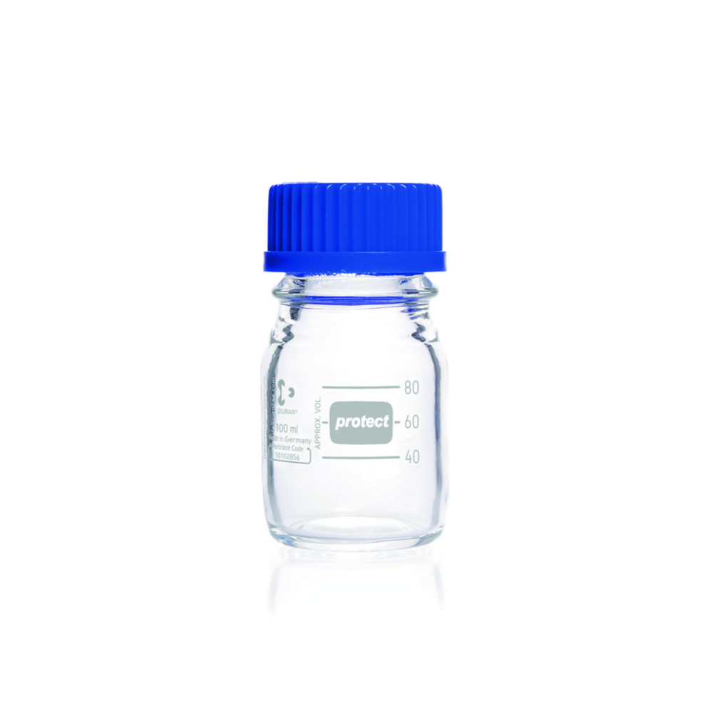 Laboratory Glass Bottle Duran® Protect 100ml Gl 45 Plastic Coated Pu With Screw Cap And