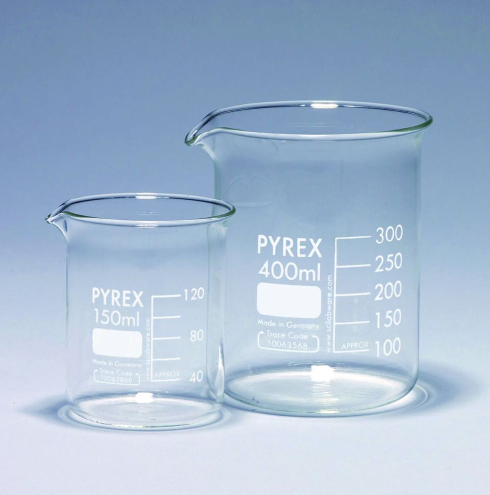 Beaker 250 ml, l.f. Pyrex® borosilicate glass, graduated, pack of 10 ...