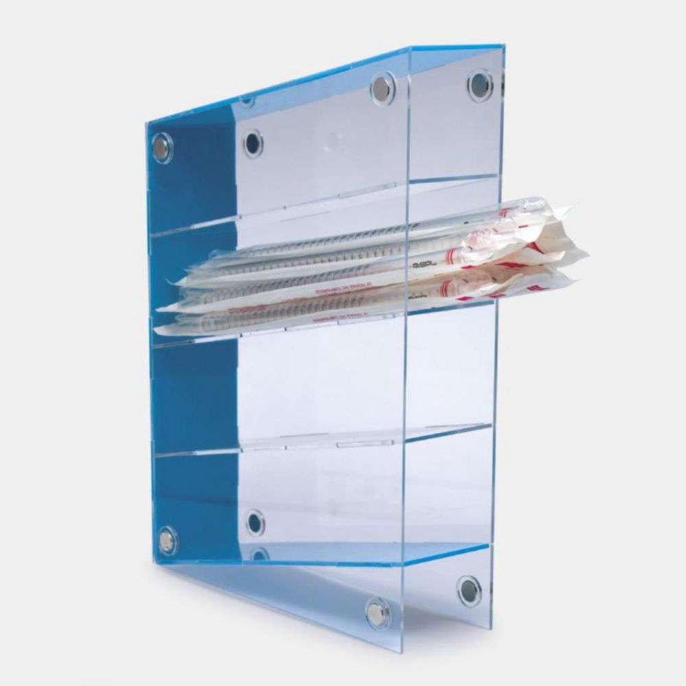 Pipette rack, acrylic 4 shelves, 290x90x400 mm