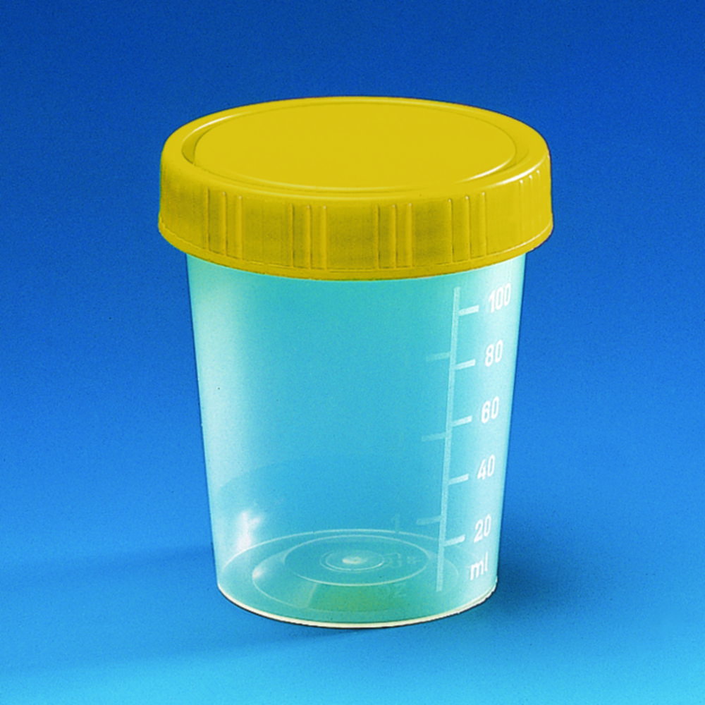 Universal container, PP screw cap PE (yellow), 100 ml, y-sterile, pack of 240