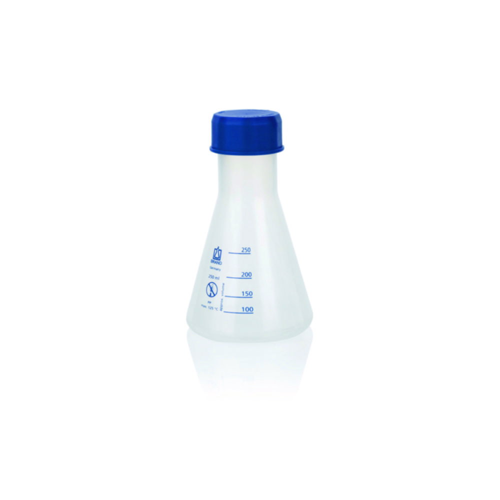 Erlenmeyer flask 500 ml, PP wide neck, GL45, screw cap/graduated pack of 6