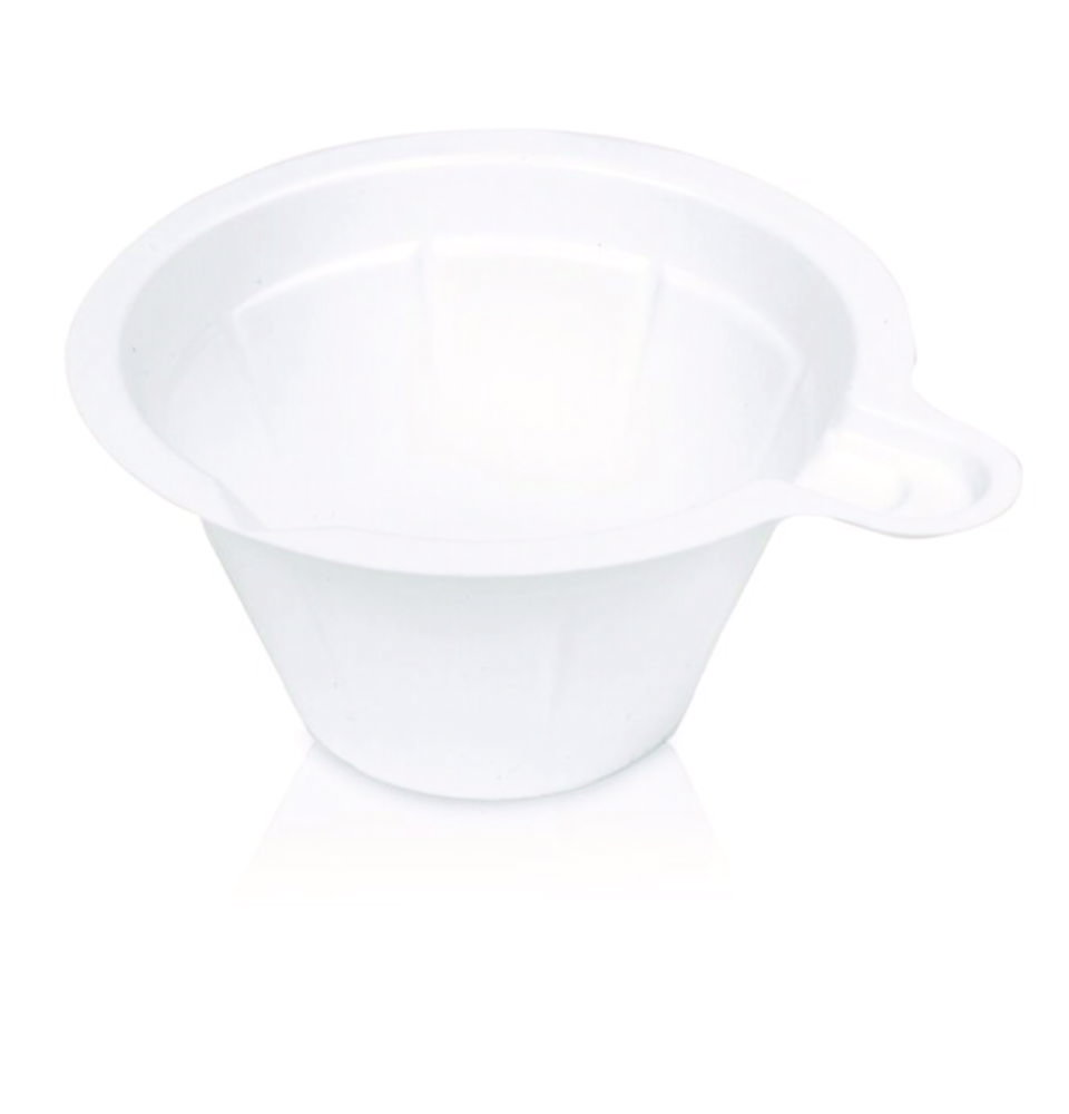 Weighing pans, PS, round, with handle, 100 ml 90 mm x 48 mm pack of 200