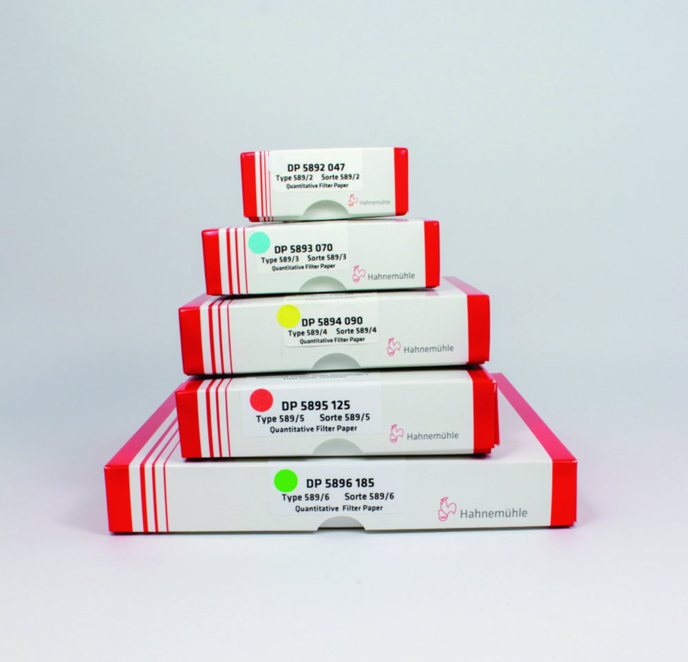 Filter circles 589/1, 150 mm blake, quantitative filter paper, 79 g/sqm, pack of 100