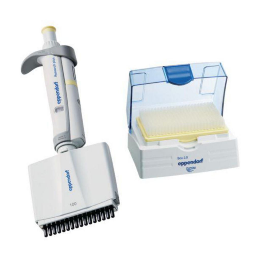 Research® plus, 16-channel, variable 5 - 100 µL, light yellow incl. epT.I.P.S.®-Box