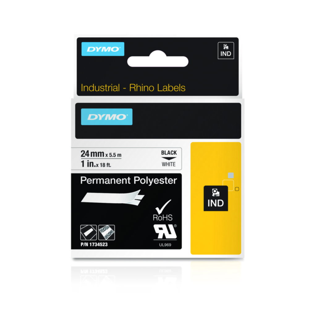 DYMO® Original IND-Tape for Rhino 6000+ 24mm x 5,5m, Permanent Polyester, black on white