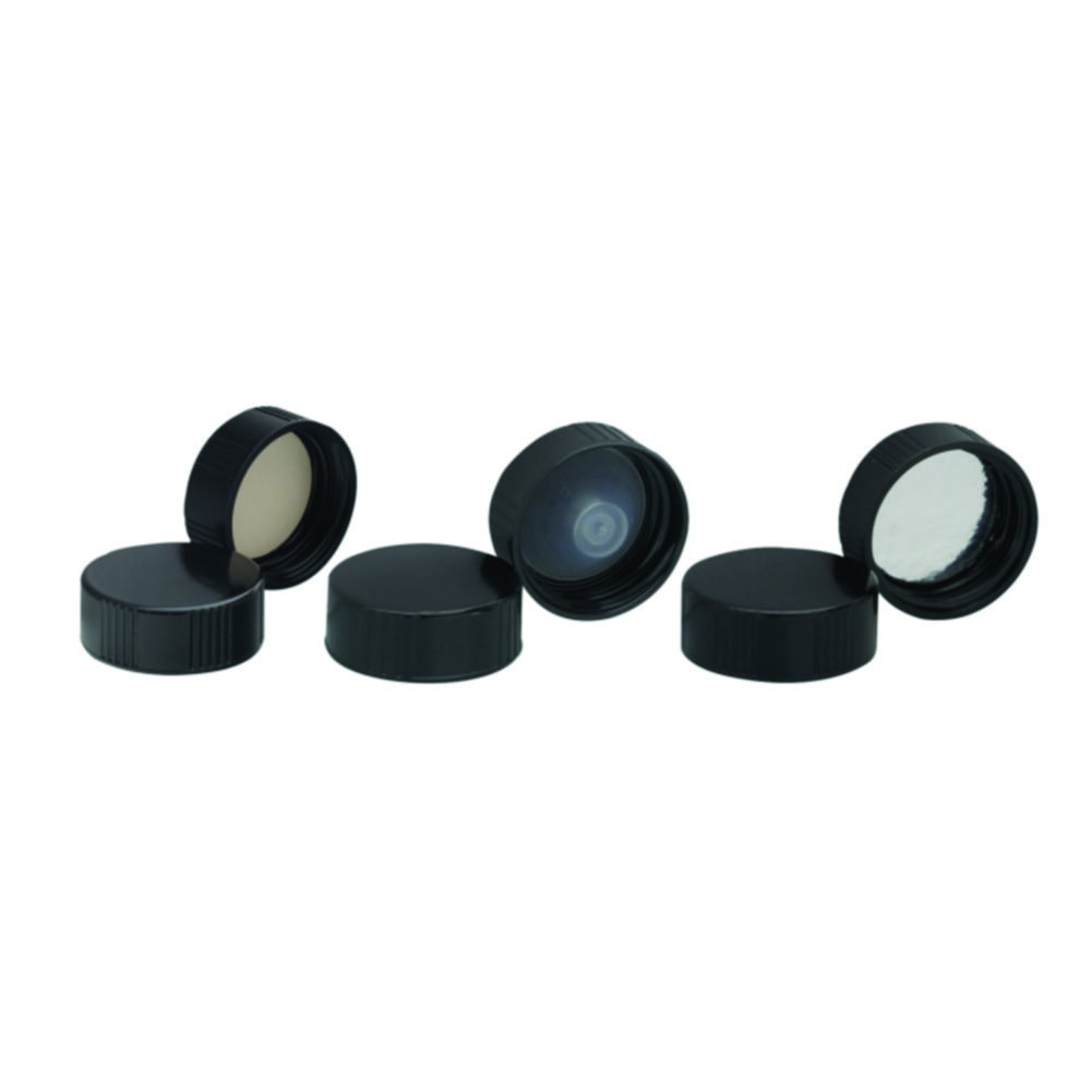 WHEATON-Screw-caps 13-425 with rubber liners, black pack of 250 (W240820)