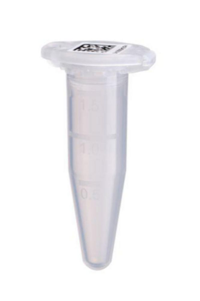 Safe-Lock Tubes 1.5 mL with 2D SafeCode (DataMatrix/ECC200) PCR clean, colorless, pack of 500