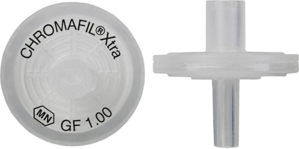 CHROMAFIL Xtra disposable filter GF-100/13 regenerated cellulose, 1 µm, 13 mm, colourless PP-case, labelled, pack of 100