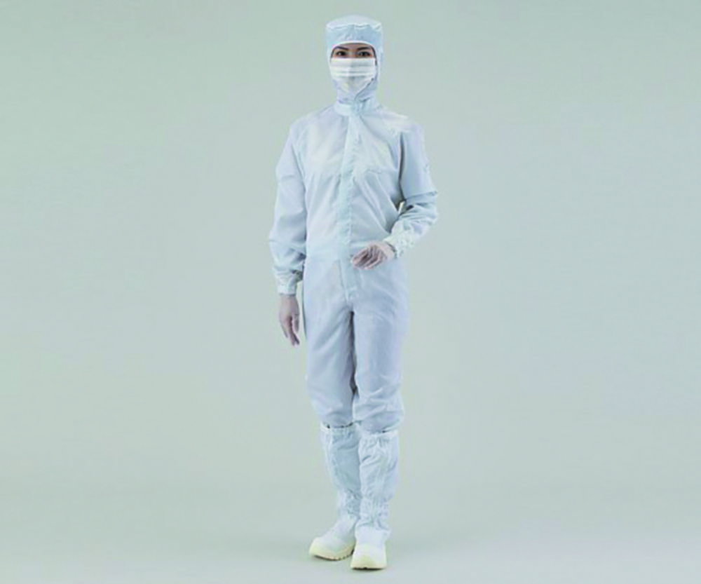 ASPURE Overall for cleanroom type 12110SB, size M blue, polyester, with hood, front zip