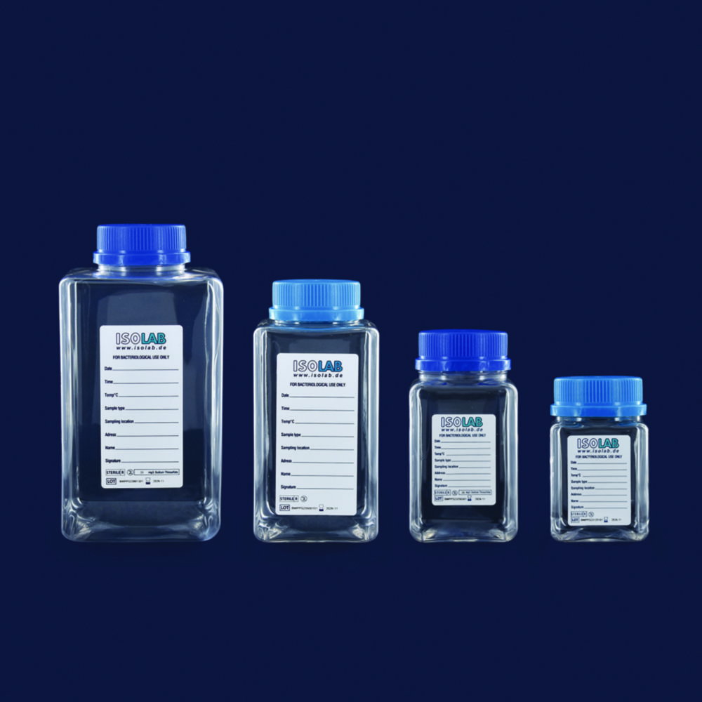 Water Sampling Bottle 250 ml, PET clear, w. sodiumthiosulfate, single packed, sterile, pack of 72