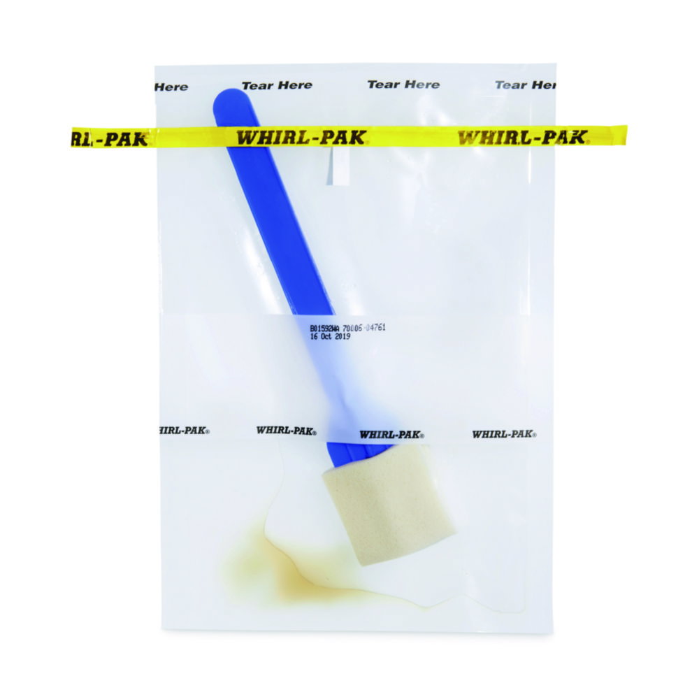 Whirl-Pak® sample bag 150x230 mm probe with polyurethane sponge 203 mm 10 ml HiCap Neutralizing broth, pack of 100