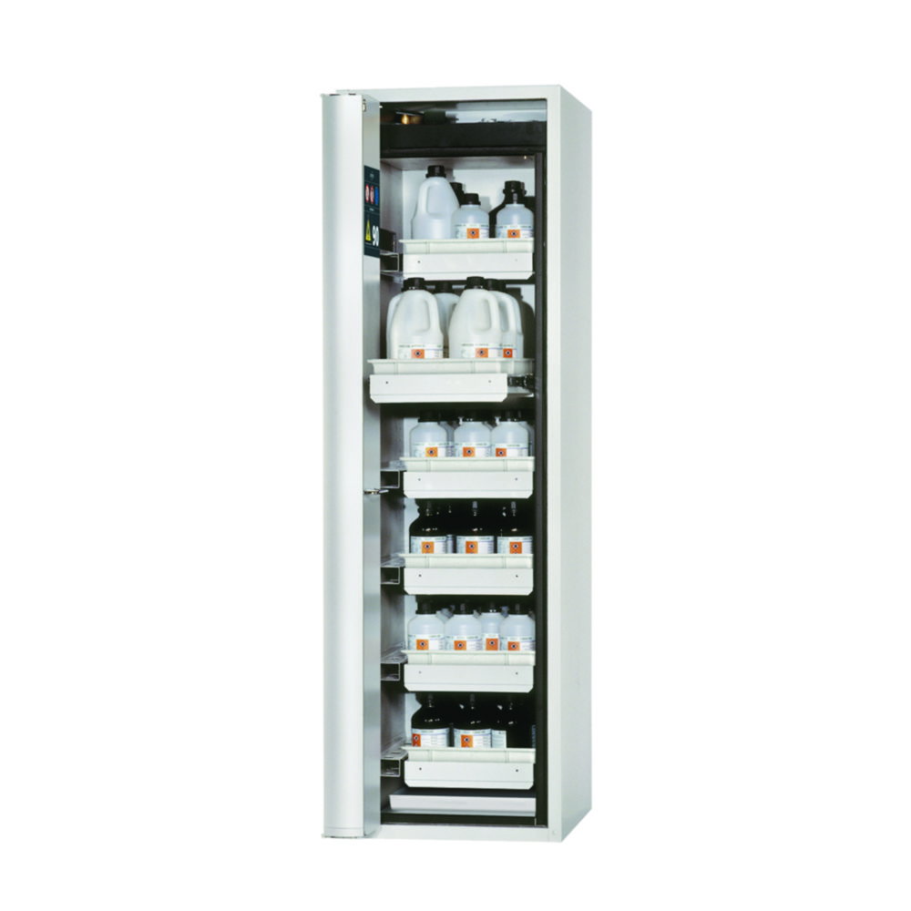 Saftey cabinet S-PHOENIX Vol.2-90 FDACL 596 x 616 x 1968 mm (WxDxH), folding door grey RAL 7035, incl. 6 pull-out drawers