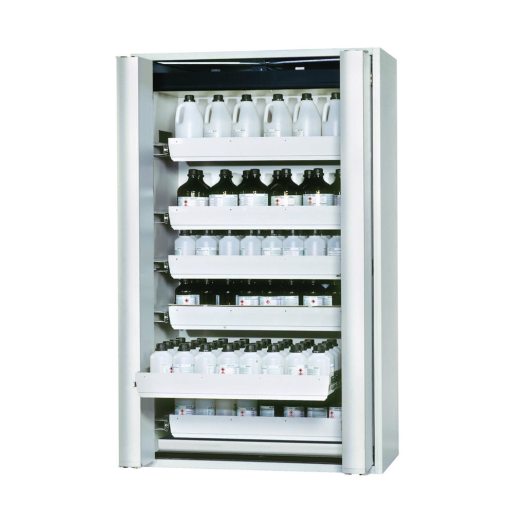 Saftey cabinet S-PHOENIX Vol.2-90 FDAC 1196 x 616 x 1968 mm (WxDxH), folding doors grey RAL 7035, incl. 6 pull-out drawers