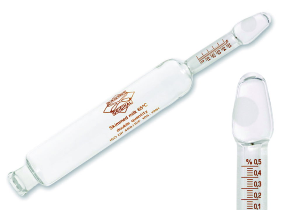 Skimmed milk butyrometer 0-1%:0.02 F, even neck