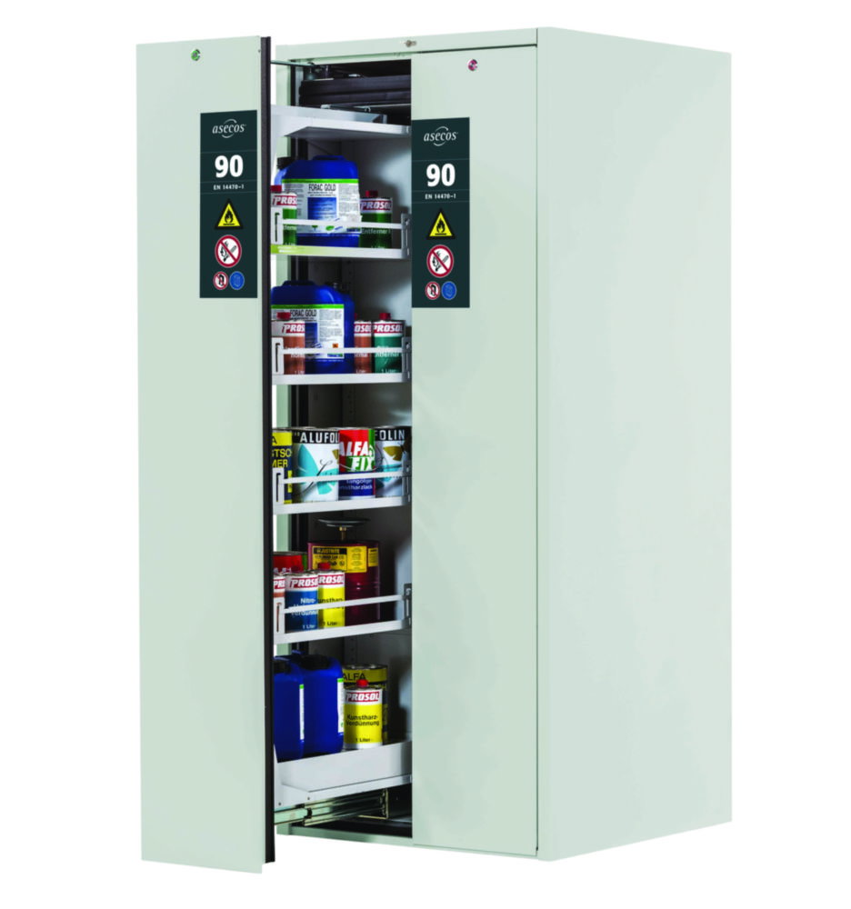 Saftey storage cabinet Type 90 V-MOVE, 819 x 863 x 819 x 860 x 1966 mm (HxWxD) corpus and doors RAL 7035 / light grey