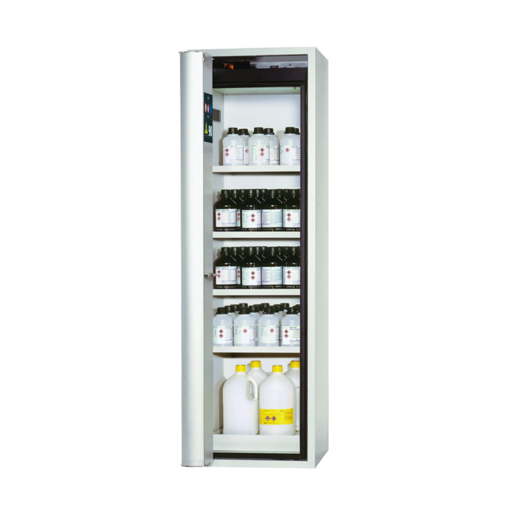 Saftey cabinet S-PHOENIX Vol.2-90 FDACL 600 x 615 x 1968 mm (WxDxH), folding door grey RAL 7035, 4 shelves,