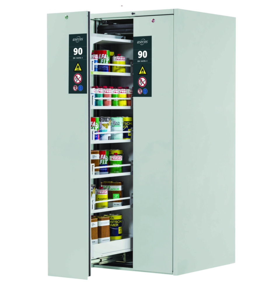Saftey storage cabinet Type 90 V-MOVE 819 x 860 x 1966 mm (HxWxD) corpus and doors RAL 7035 / light grey, smooth,