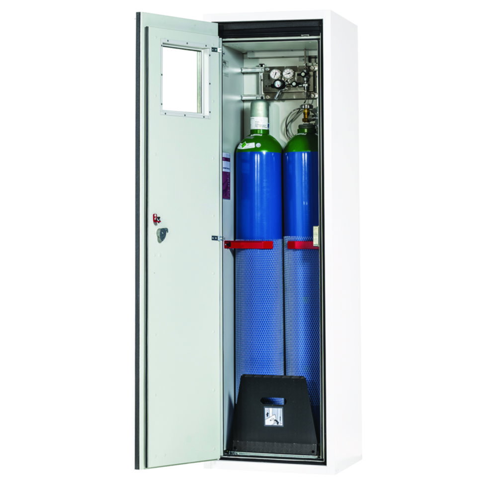 Gas cylinder cabinet G-ULTIMATE-90 2F.WDL 2050x600x615 (HxWxD), with hinged door with F90 glass cut-out