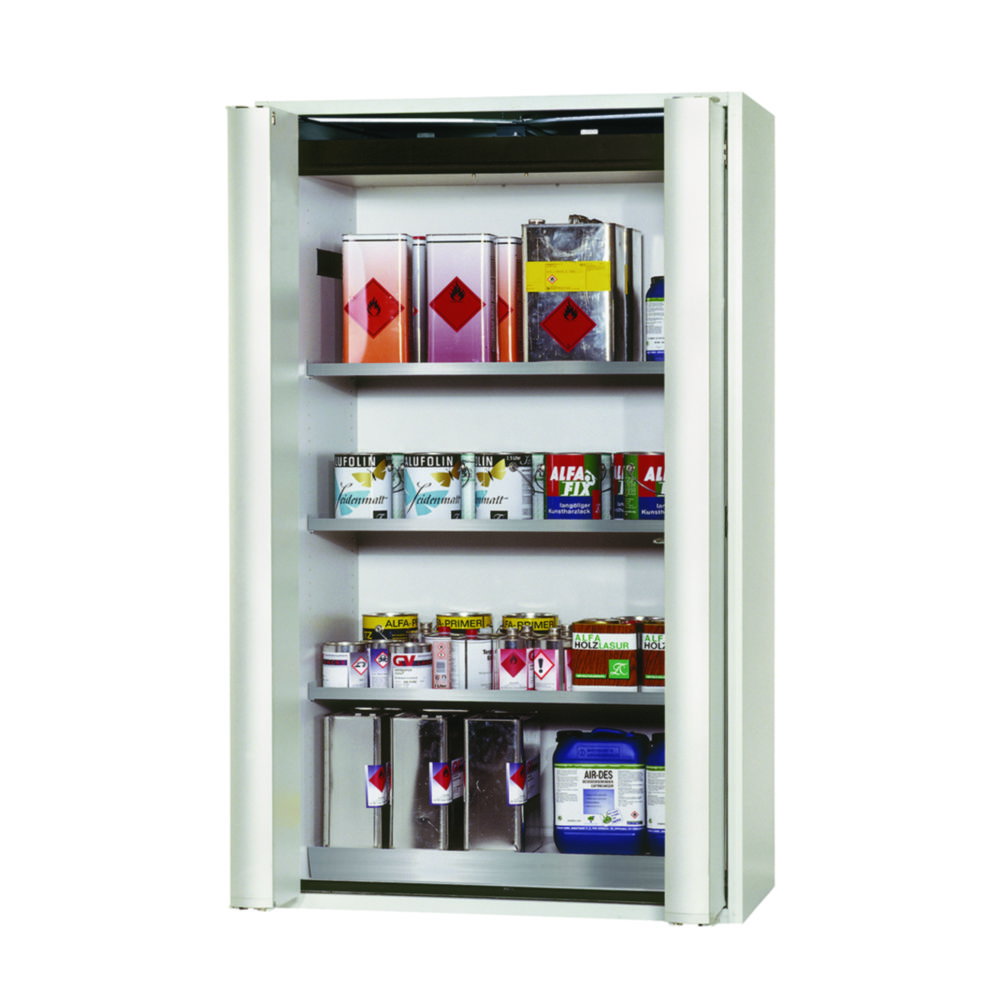 Saftey cabinet S-PHOENIX Vol.2-90 FDAC 1196 x 616 x 1968 mm (WxDxH) grey RAL 7035, 3 shelves, 1 bottom collecting sump