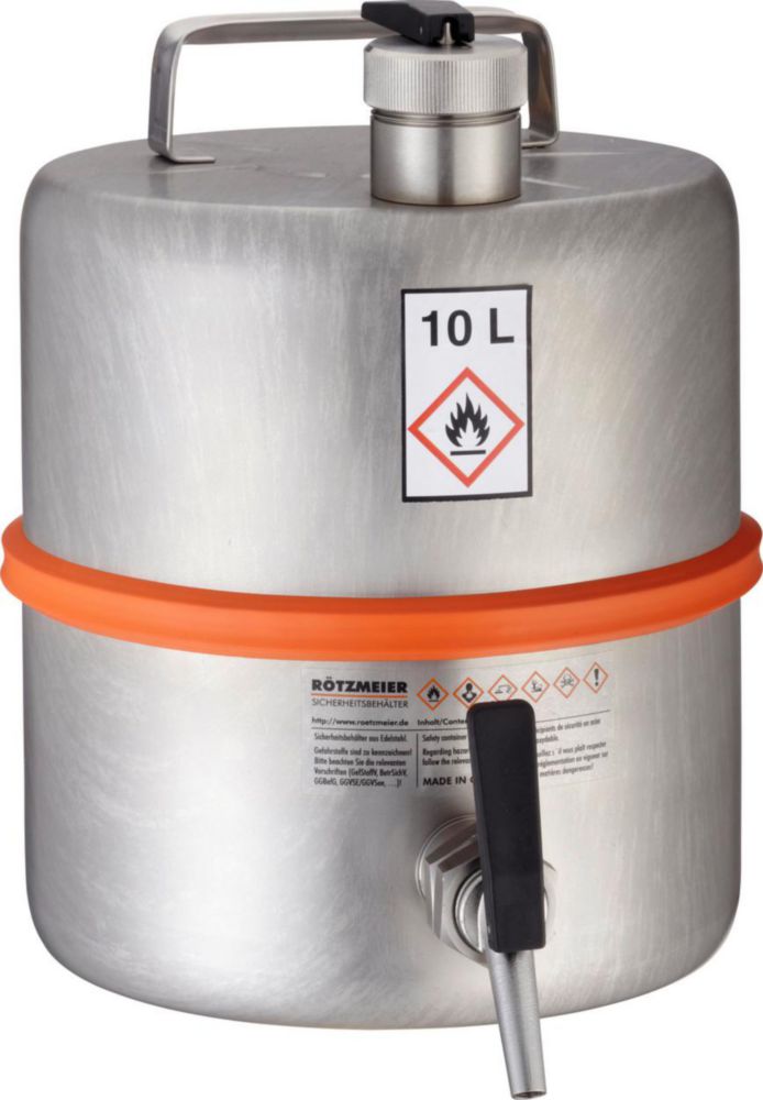 Safety storage vessel 10 ltrs. with tap ¾" with overpressure valve