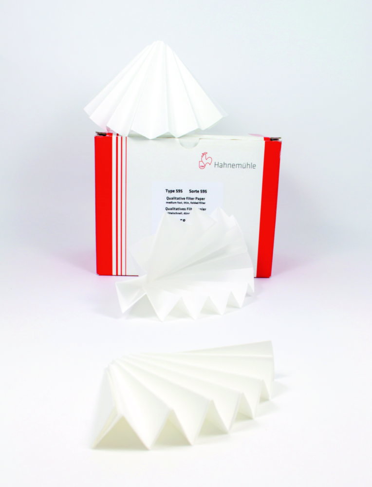 Folded filters 604, 125 mm qualitative filterpaper, 79 g/sqm, pack of 100