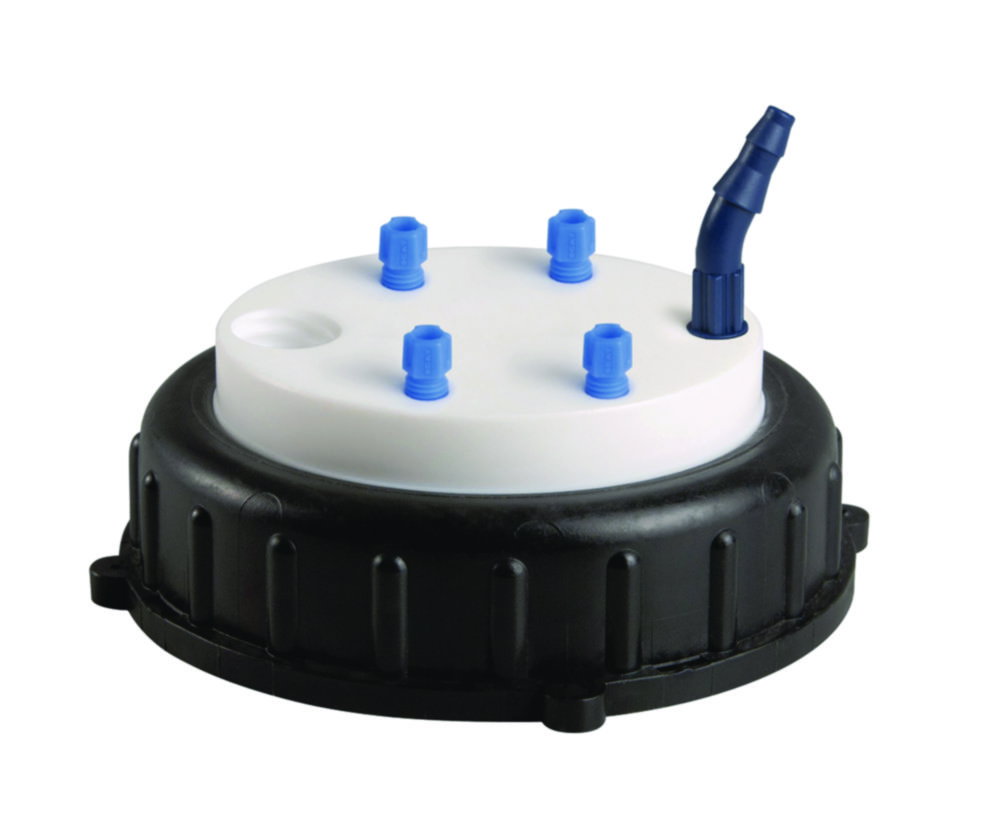 SafetyWasteCap, S95 4x3.2 mm OD, 1x 6.4 - 9.0 mm ID plus connection for exhaust air filter