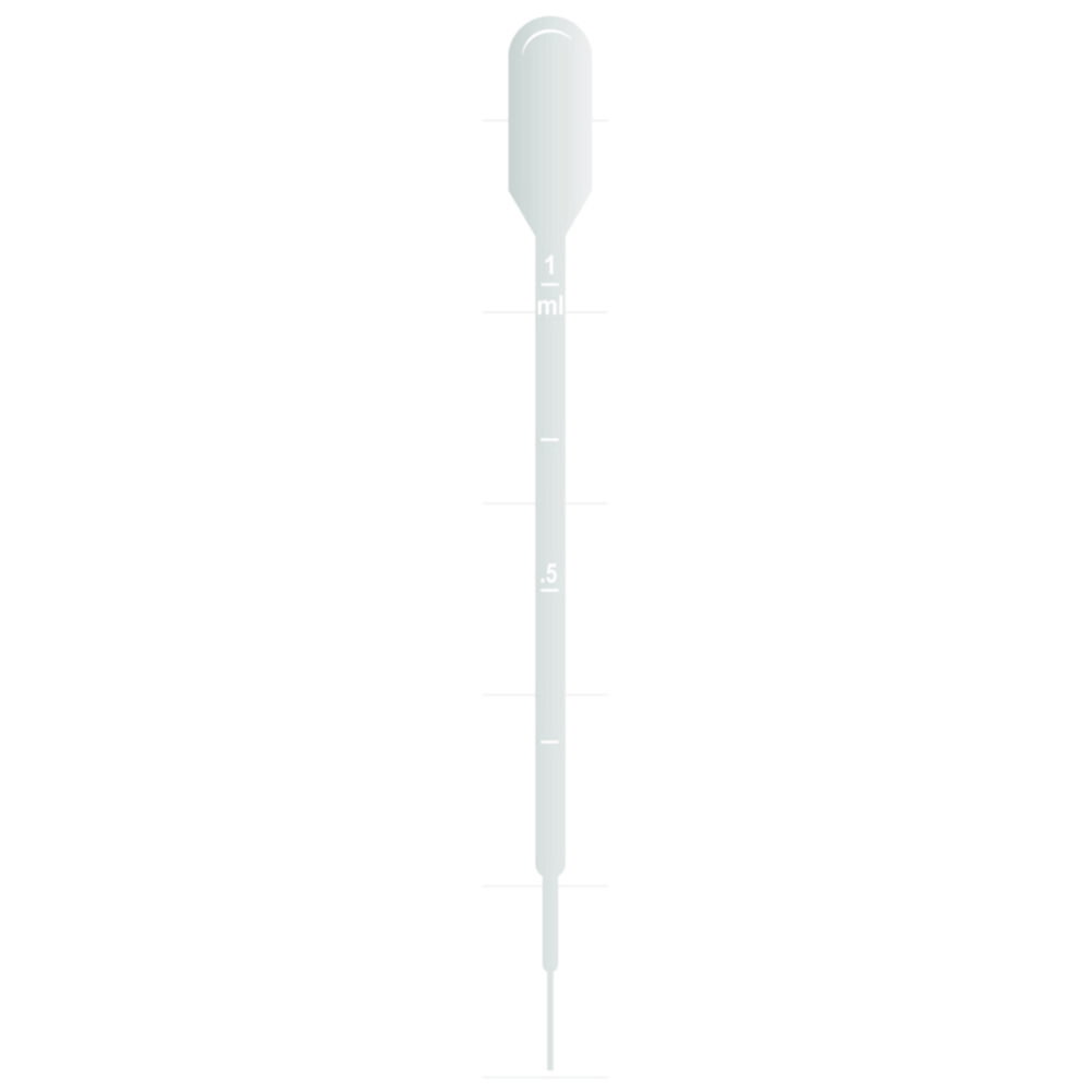 Transfer Pipets 3.9 ml, sterile graduated to 1 ml, 140 mm, bags of 20 pcs, pack of 500