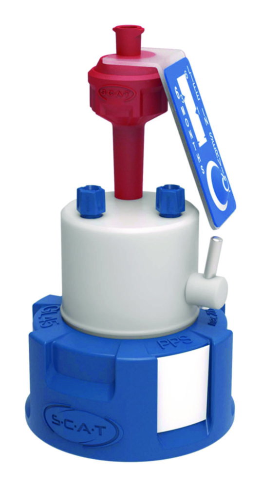 SafetyCap II, V2.0 GL45, with shut-off (combined), 2x PFA-fitting 3,2 mm OD + air valve