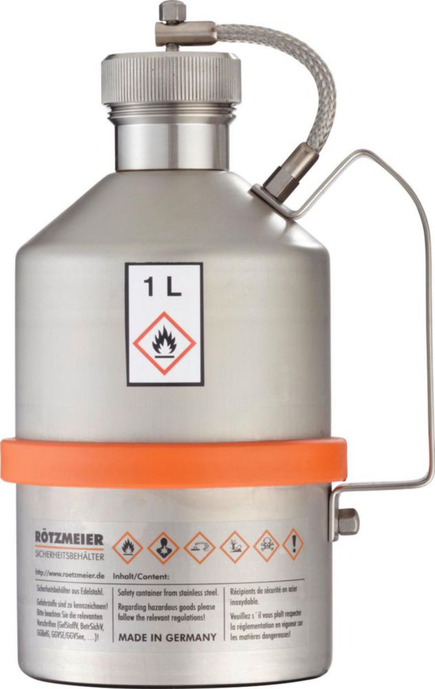 Safety can 1 ltr. with screw lid 1¼" with overpressure valve, unpolished