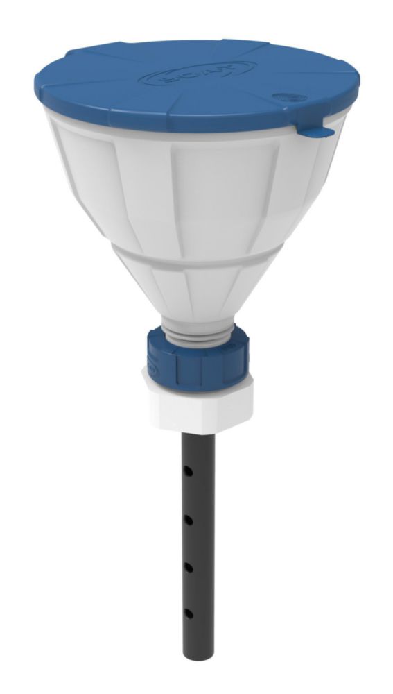 Funnel with ball "ARNOLD", V2.0, S65 PE-HD white, with lance (220 mm)
