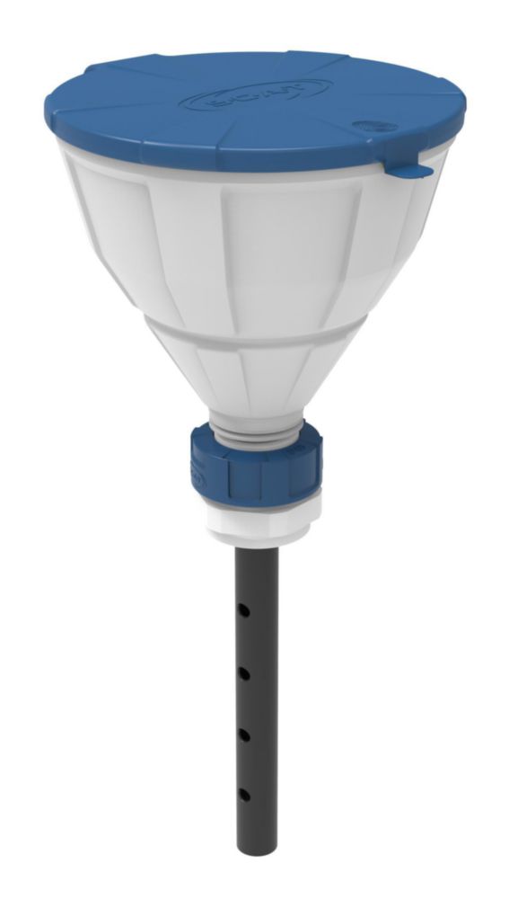 Funnel with ball "ARNOLD", V2.0, S51 PE-HD white, with lance (220 mm)