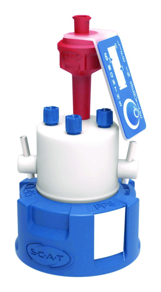 SafetyCap III, V2.0, GL45 with 3x shut-off, 3x PFA-fitting 3,2 mm OD + air valve