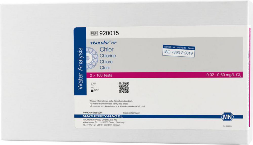 VISOCOLOR® HE test kit, chlorine, 0.02 - 0.6 mg/l 160 tests