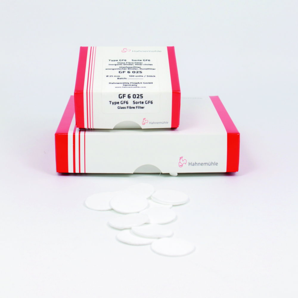 Glass microfibre filter GF6, 25 mm with inorg. binder, 80 g/sqm, pack of 100