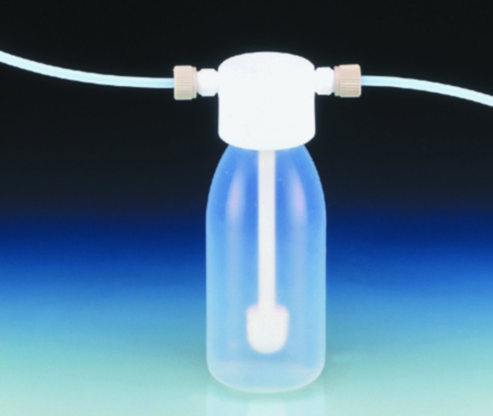 Gas washing bottles,PFA,with frit,cap. 250 ml