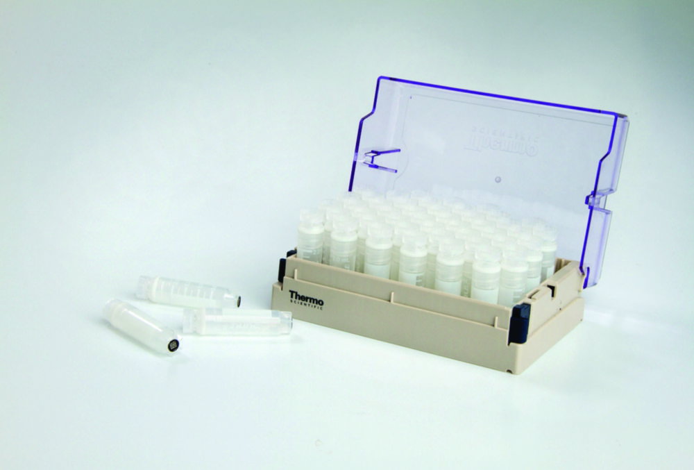 Cryo tubes 2,0ml, w. cap, flat bottom w. 2D Code, white graduation, in rack pack of 48