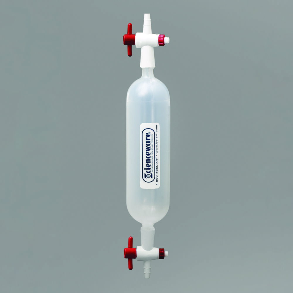 Gas collecting tubes,PP,cap. 250 ml both ends with one 1-way stopcock pack of 6