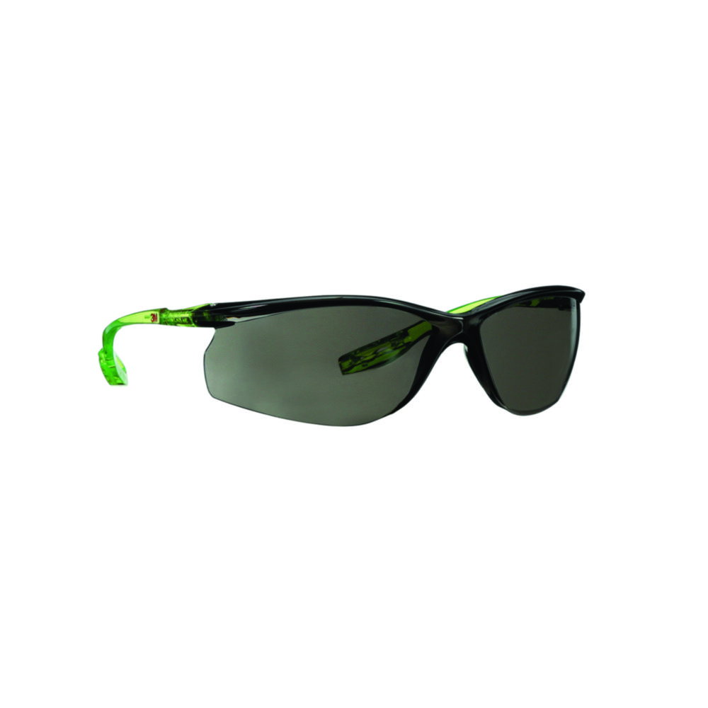 3M CCS Safety glasses Solus lime green temples, grey lens, integrated attachment for 3M ear plugs with cord