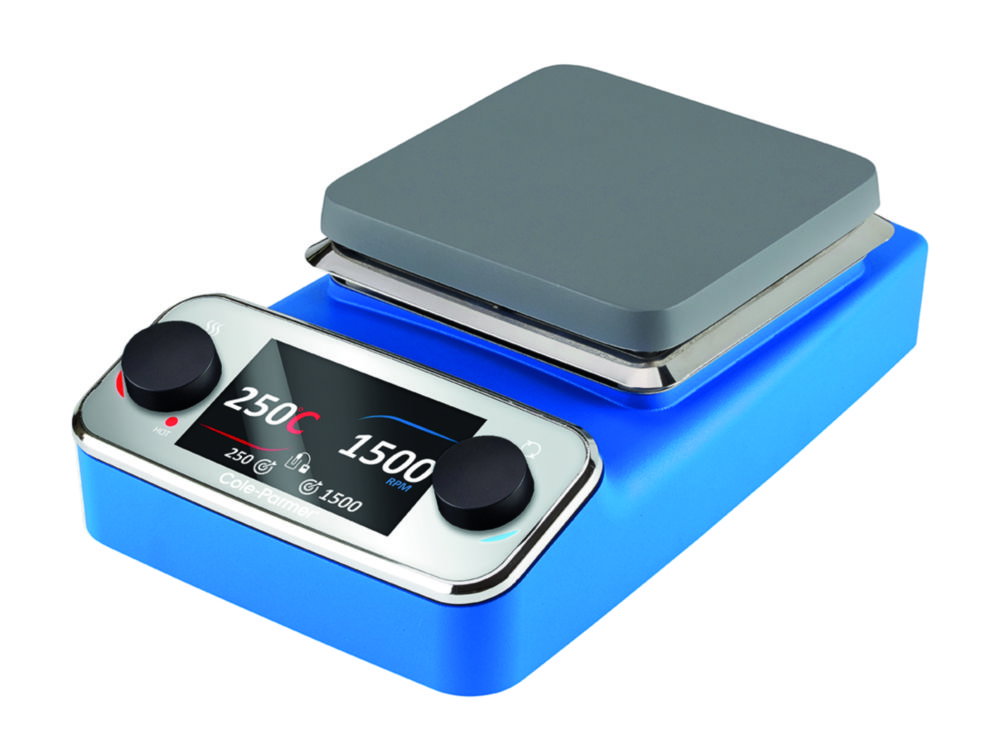 Premium Digital Stirring Hot Plate aluminium, blue, w. EU and UK plug 230 VAC