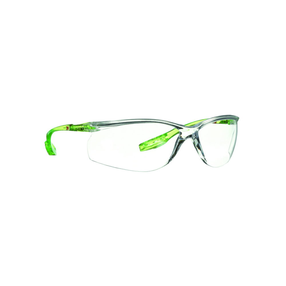3M CCS Safety glasses Solus lime green temples, clear lens, integrated Attachment for 3M ear plugs with cord