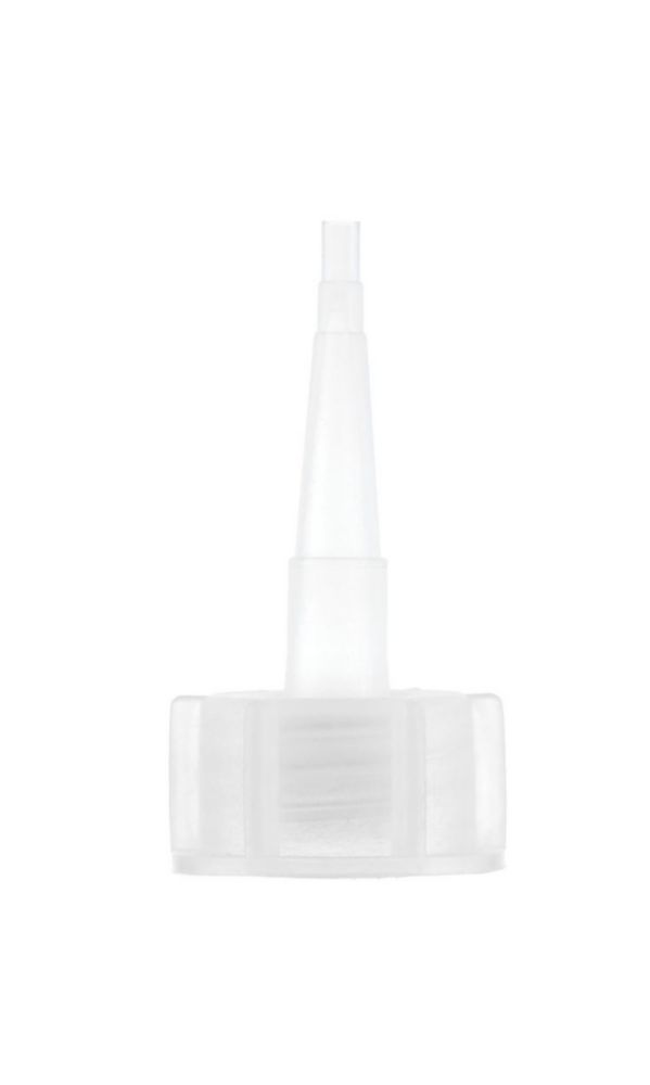 Dropper caps, 18 mm Ø for 50-200 ml narrow bottles, with nozzle, w/o. cap, pack of 100