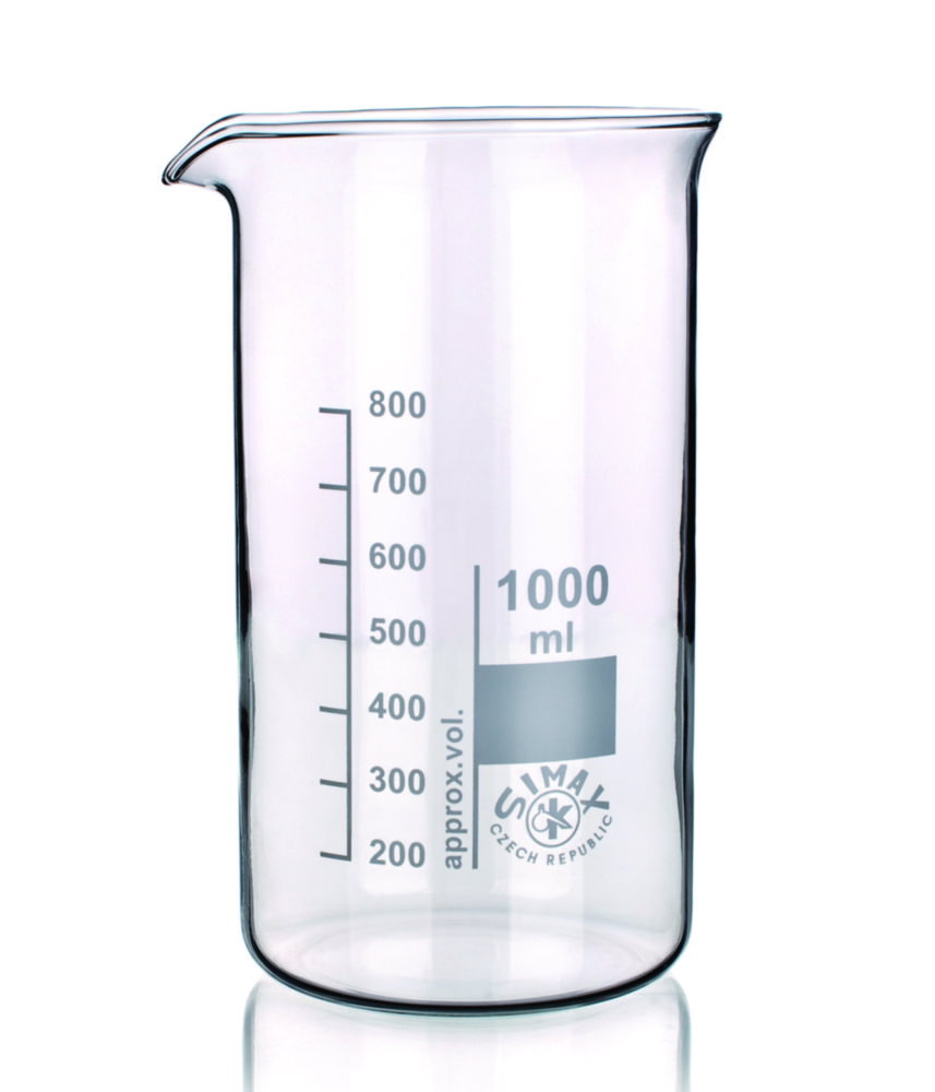 Beakers 150 ml, high form, boro 3.3 with division and spout pack of 10