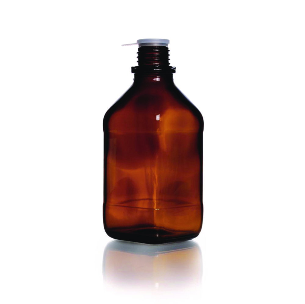 Square screw cap bottles, narrow neck soda-lime glass,amber,with dust proof cap cap. 500 ml