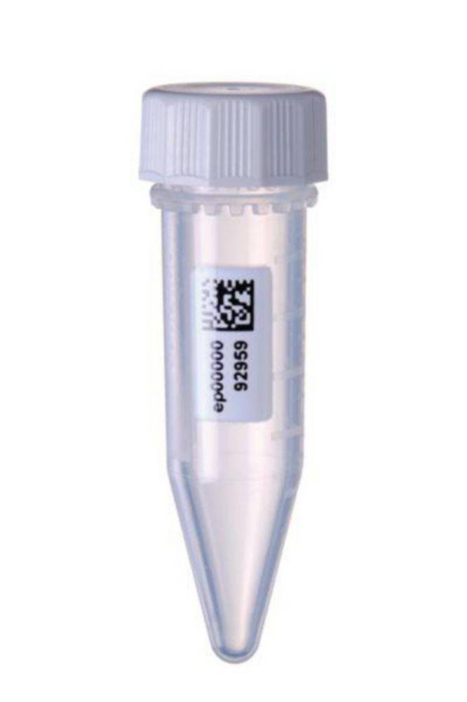 Tubes 5.0 ml, with screw cap, pyrogen-, DNase- RNase- and bacterial DNA-free, sterile, colorless with 2D SafeCode, 200 tubes (2 bagsx100 tubes)