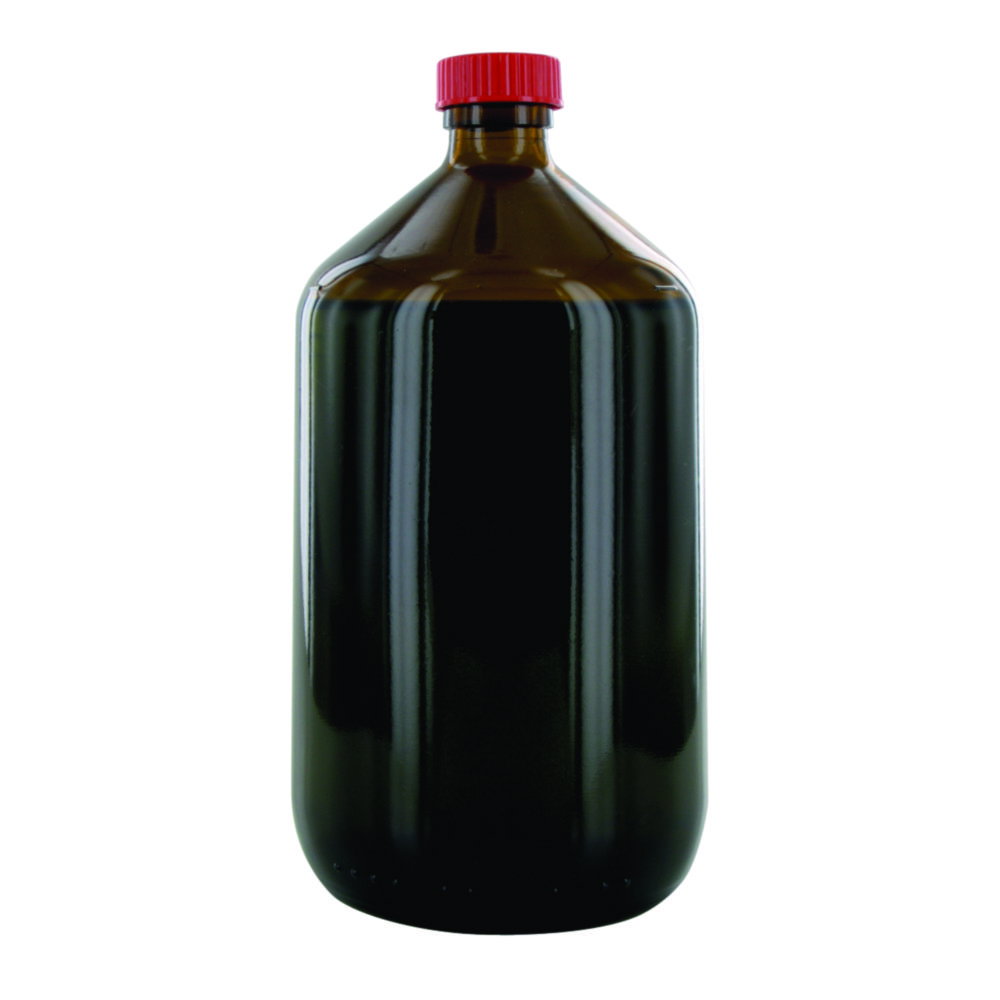 Narrow neck bottle NB 1000 GT, 1000ml amber glass, with closure and PTFE-insert, thread dia.28mm
