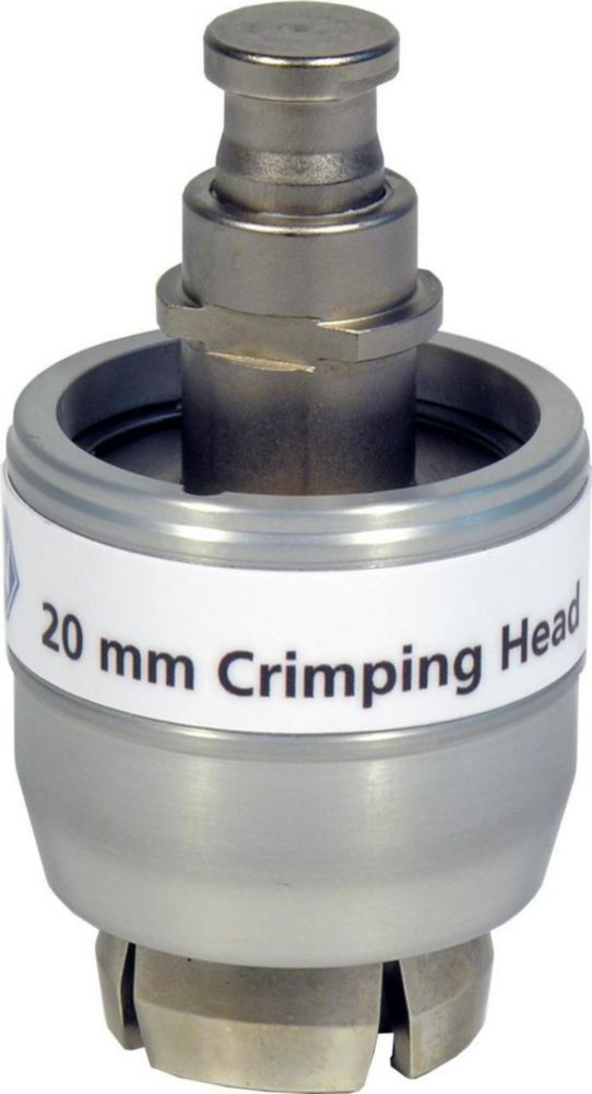 Closing head for 20 mm flanging caps