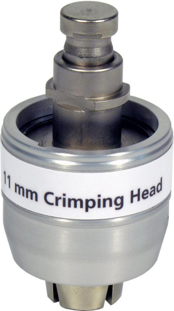 Closing head for 11 mm flanging caps