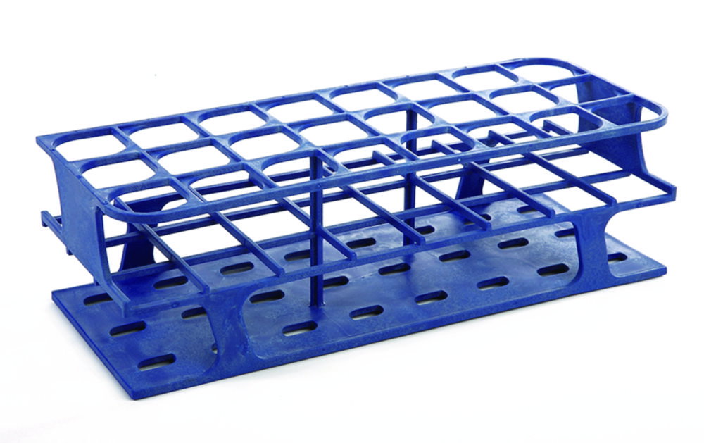 Test tube rack OneRack for 24 tubes of 30mm Ø blue, POM, 110x282x85mm