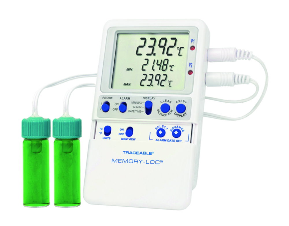 Datalogging Thermometer Memory-Loc w. 2 vaccine bottle probe