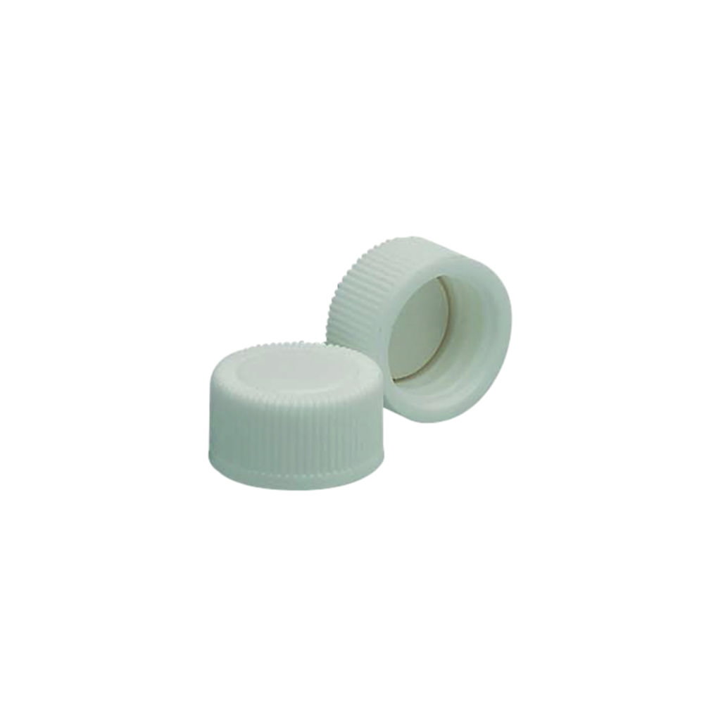 White polypropylene screw caps with polyethylene foam insert, size 13-425, pack of 144  (239273)